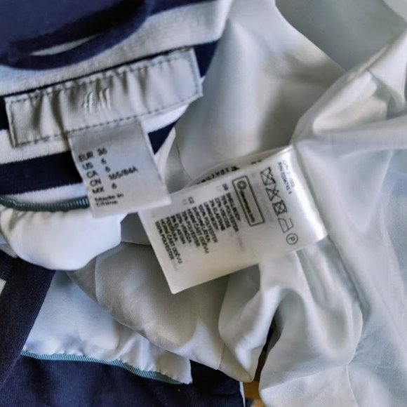 Navy Blue and White Striped Knit Blazer - Picture 4 of 4